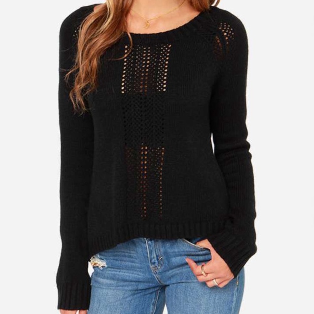 BB Dakota Lana Cropped Black Crew Neck Sweater Size M